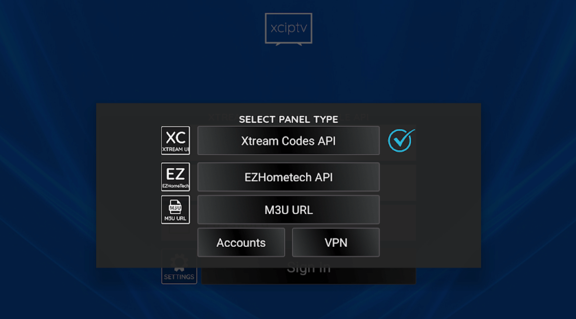 Choose IPTV Playlist type 