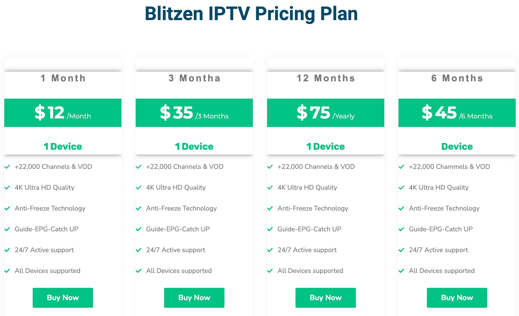 Choose Blitzen IPTV plan